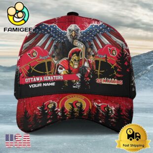 NHL Ottawa Senators Mascot Logo Custom Name Baseball Cap