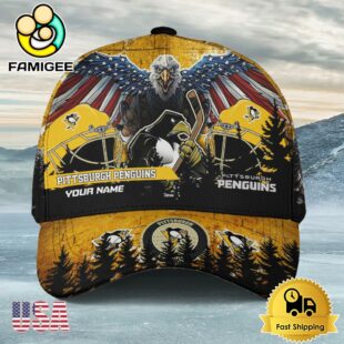 NHL Pittsburgh Penguins Mascot Logo Custom Name Baseball Cap