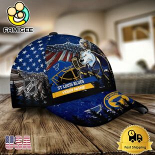 NHL St Louis Blues Mascot Logo Custom Name Baseball Cap