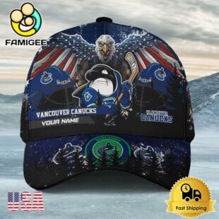 NHL Vancouver Canucks Mascot Logo Custom Name Baseball Cap