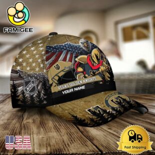 NHL Vegas Golden Knights Mascot Logo Custom Name Baseball Cap