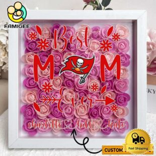 Tampa Bay Buccaneers Colors Square Custom Name Flower Shadow Box, Gift For Mother's Day