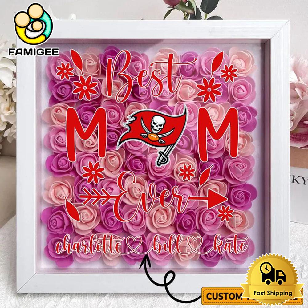 Tampa Bay Buccaneers Colors Square Custom Name Flower Shadow Box, Gift For Mother's Day Tampa Bay Buccaneers Colors Square Custom Name Flower Shadow Box, Gift For Mother's Day