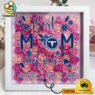 Tennessee Titans Colors Square Custom Name Flower Shadow Box, Gift For Mother's Day