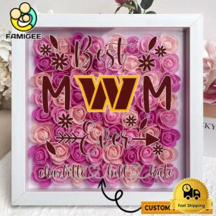 Washington Commanders Colors Square Custom Flower Shadow Box, Gift For Mother's Day