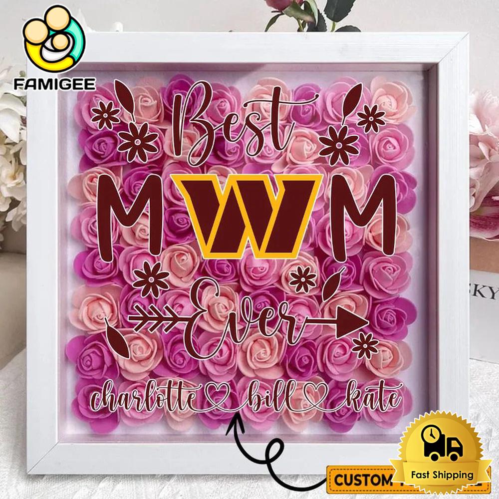 Washington Commanders Colors Square Custom Flower Shadow Box, Gift For Mother's Day Washington Commanders Colors Square Custom Flower Shadow Box, Gift For Mother's Day