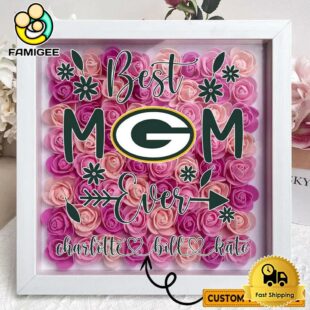Washington Commanders Colors Square Custom Name Flower Shadow Box, Gift For Mother's Day
