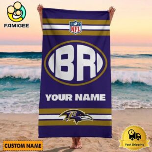Baltimore Ravens Bold NFL Logo Custom Beach Towel