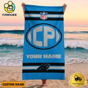 Carolina Panthers Bold NFL Logo Custom Beach Towel