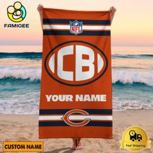 Chicago Bears Bold NFL Logo Custom Beach Towel