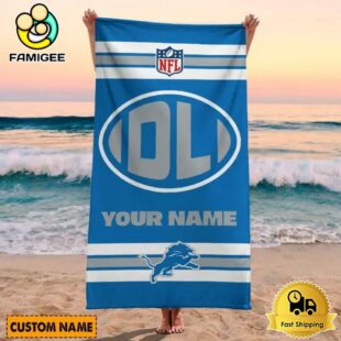 Detroit Lions Bold NFL Logo Custom Beach Towel