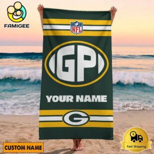 Green Bay Packers Bold NFL Logo Custom Beach Towel