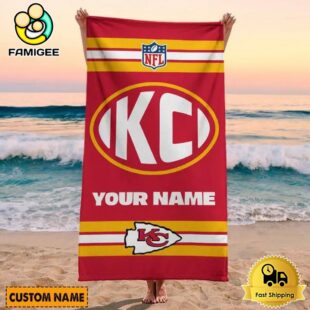 Kansas City Chiefs Bold NFL Logo Custom Beach Towel