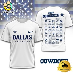 Limited Edition NFL Dallas Cowboys Schedule 2025 T Shirt