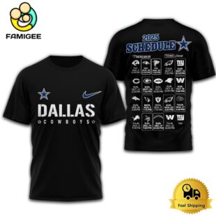 Limited Edition NFL Dallas Cowboys Schedule 2025 T Shirt