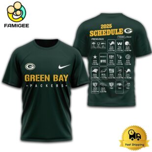 Limited Edition NFL Green Bay Packers Schedule 2025 T Shirt