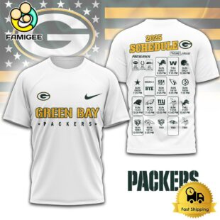 Limited Edition NFL Green Bay Packers Schedule 2025 T Shirt