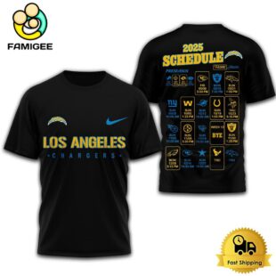 Limited Edition NFL Los Angeles Chargers Schedule 2025 T Shirt