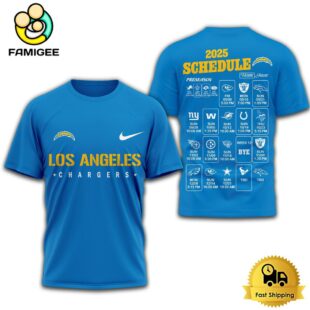 Limited Edition NFL Los Angeles Chargers Schedule 2025 T Shirt
