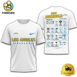 Limited Edition NFL Los Angeles Chargers Schedule 2025 T Shirt