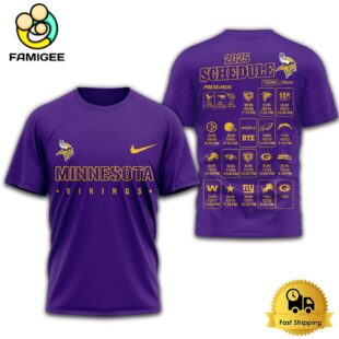Limited Edition NFL Minnesota Vikings Schedule 2025 T Shirt