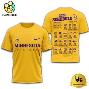 Limited Edition NFL Minnesota Vikings Schedule 2025 T Shirt
