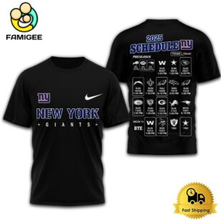 Limited Edition NFL New York Giants Schedule 2025 T Shirt