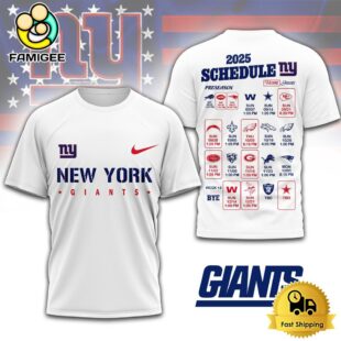 Limited Edition NFL New York Giants Schedule 2025 T Shirt