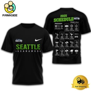 Limited Edition NFL Seattle Seahawks Schedule 2025 T Shirt