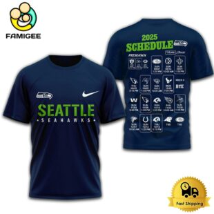 Limited Edition NFL Seattle Seahawks Schedule 2025 T Shirt