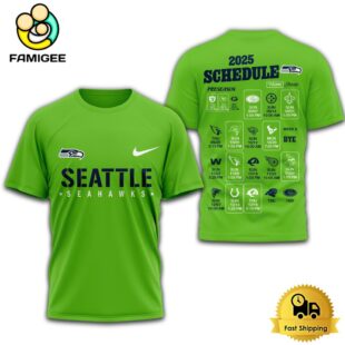 Limited Edition NFL Seattle Seahawks Schedule 2025 T Shirt