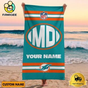 Miami Dolphins Bold NFL Logo Custom Beach Towel