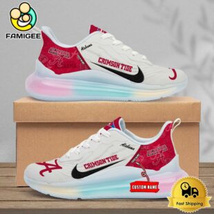 NCAA Alabama Crimson Tide Team Logo Custom Women's Rainbow Atmospheric Cushion Running Shoes