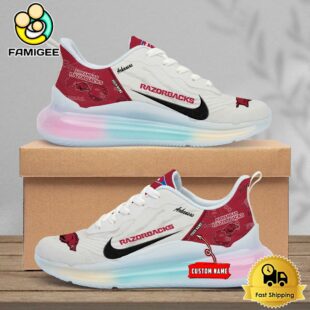 NCAA Arkansas Razorbacks Team Logo Custom Women's Rainbow Atmospheric Cushion Running Shoes