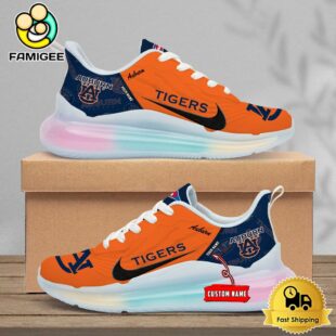 NCAA Auburn Tigers Team Logo Custom Women's Rainbow Atmospheric Cushion Running Shoes