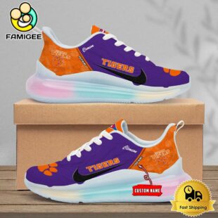 NCAA Clemson Tigers Team Logo Custom Women's Rainbow Atmospheric Cushion Running Shoes