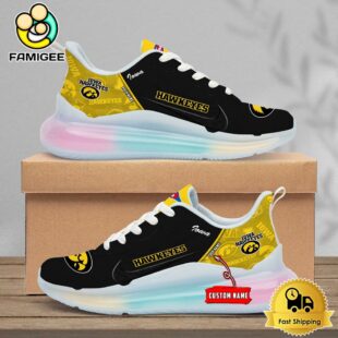 NCAA Iowa Hawkeyes Team Logo Custom Women's Rainbow Atmospheric Cushion Running Shoes