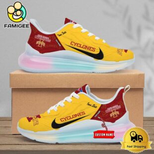 NCAA Iowa State Cyclones Team Logo Custom Women's Rainbow Atmospheric Cushion Running Shoes