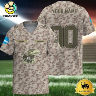 NCAA Kansas Jayhawks Military Appreciation Day Custom Football Jersey