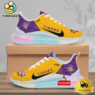 NCAA Lsu Tigers Team Logo Custom Women's Rainbow Atmospheric Cushion Running Shoes