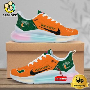 NCAA Miami Hurricanes Team Logo Custom Women's Rainbow Atmospheric Cushion Running Shoes