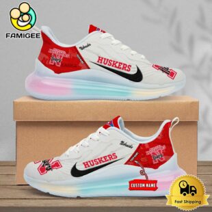 NCAA Nebraska Cornhuskers Team Logo Custom Women's Rainbow Atmospheric Cushion Running Shoes