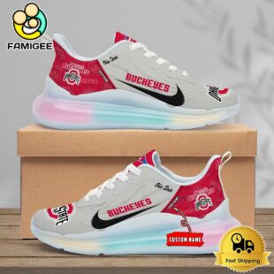 NCAA Ohio State Buckeyes Team Logo Custom Women's Rainbow Atmospheric Cushion Running Shoes
