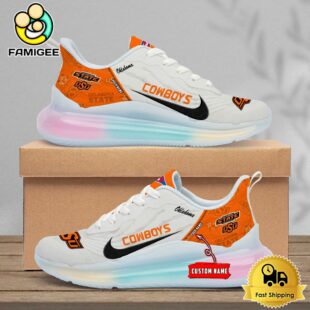NCAA Oklahoma State Cowboys Team Logo Custom Women's Rainbow Atmospheric Cushion Running Shoes
