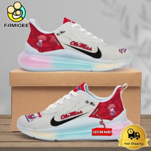 NCAA Ole Miss Rebels Team Logo Custom Women's Rainbow Atmospheric Cushion Running Shoes