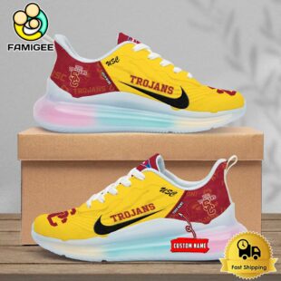 NCAA Usc Trojans Team Logo Custom Women's Rainbow Atmospheric Cushion Running Shoes