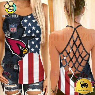 NFL Arizona Cardinals American Flag Criss Cross Back Tank Top