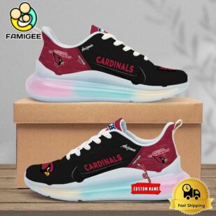 NFL Arizona Cardinals Team Logo Custom Women's Rainbow Atmospheric Cushion Running Shoes