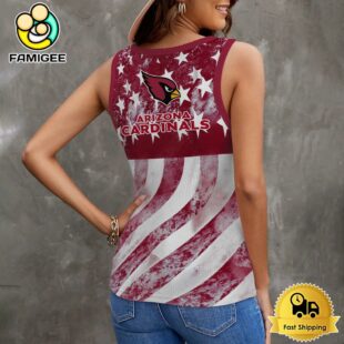NFL Arizona Cardinals USA Flag Graphic Women V-Neck Ribbed Tank Top