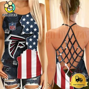NFL Atlanta Falcons American Flag Criss Cross Back Tank Top